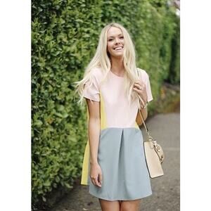 NWOT BlOGGER Fav SHEIN Pink, Yellow, Gray colorblocked dress